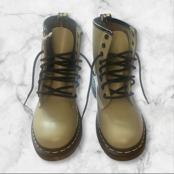 1460 SMOOTH LEATHER LACE UP BOOTS COLOR PALE OLIVE - Picture 3 of 7
